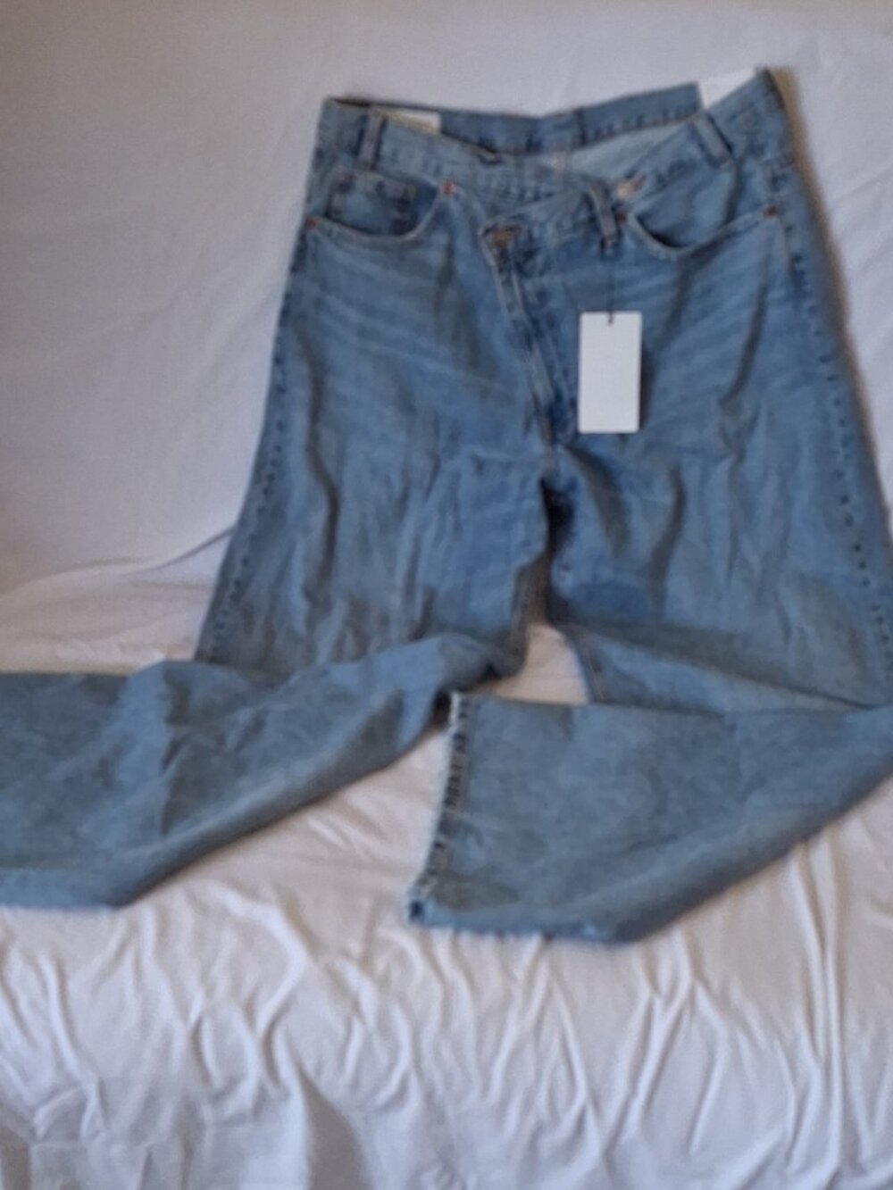 NWT Zara Cross-Over Asymmetric Denim Jeans Light Blue 12 TALL